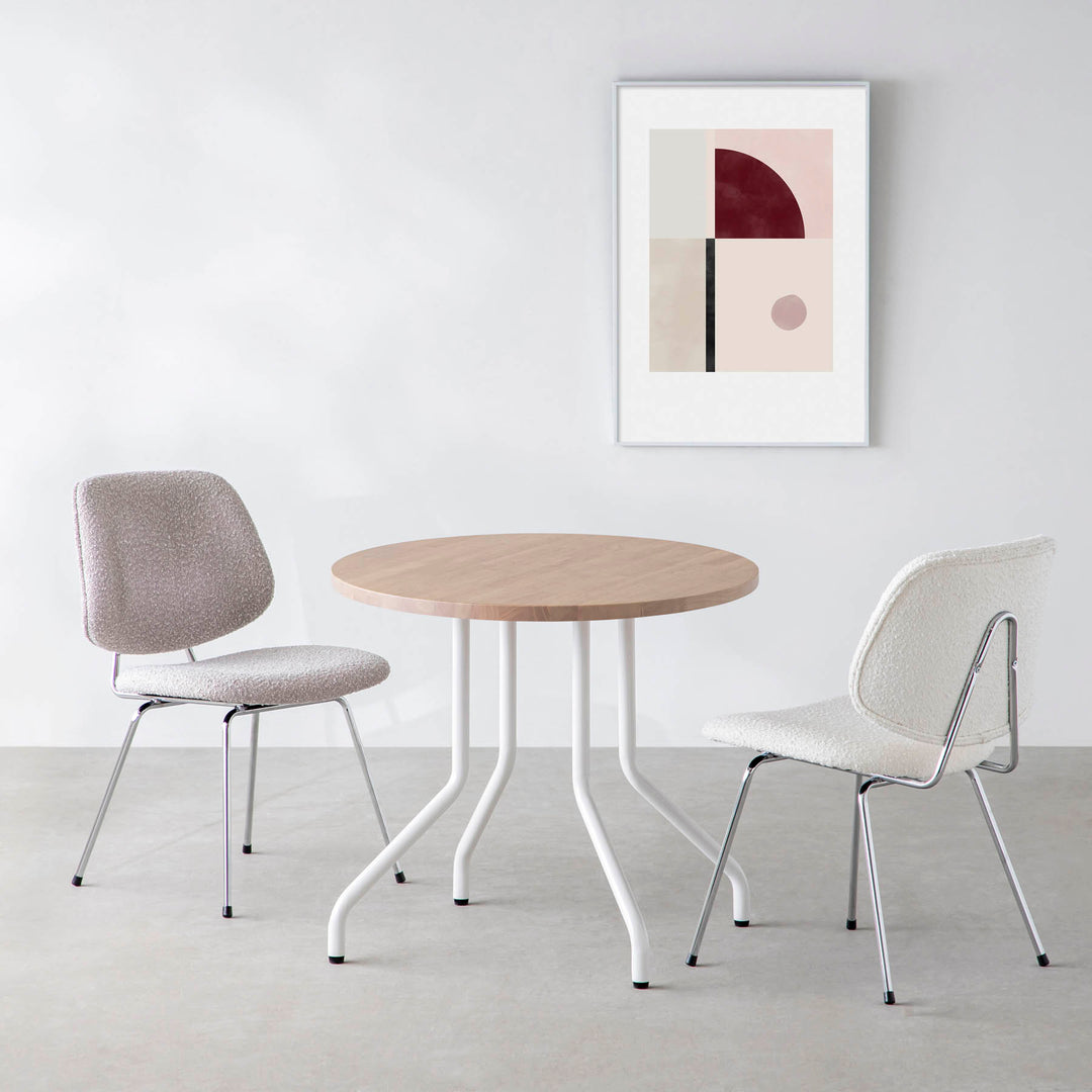 THE CAFE TABLE / ラバーウッド White Steel 4本脚 × ラウンド φ61