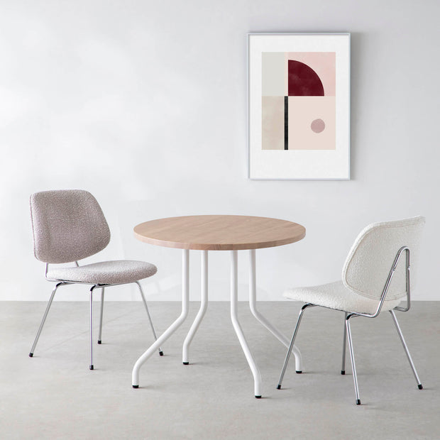 THE CAFE TABLE / ラバーウッド　White Steel 4本脚 × ラウンド φ61 - 80