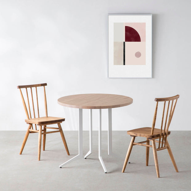 THE CAFE TABLE / ラバーウッド　White Steel 4本脚 × ラウンド φ61 - 80