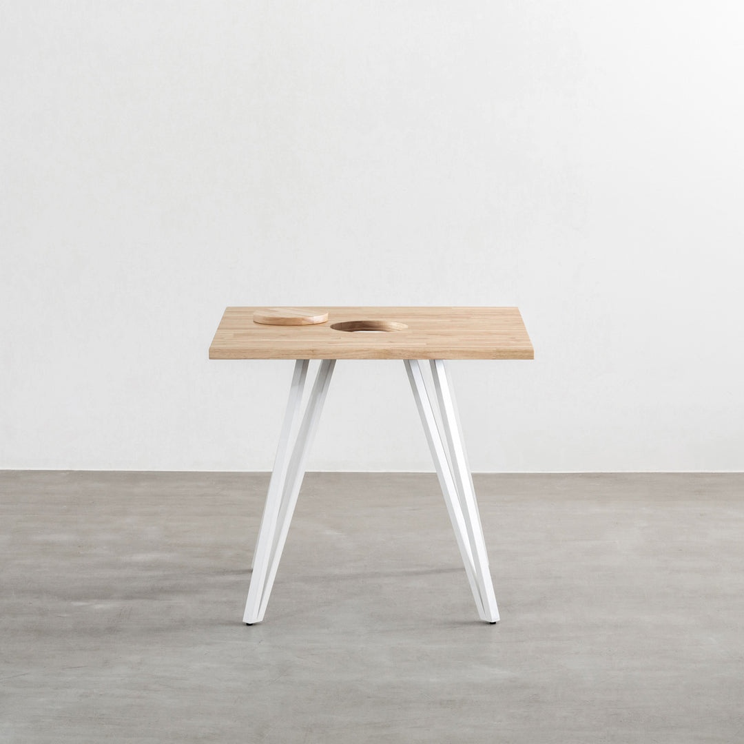 THE CAFE TABLE / 天然木シリーズ White Steel トライアングル