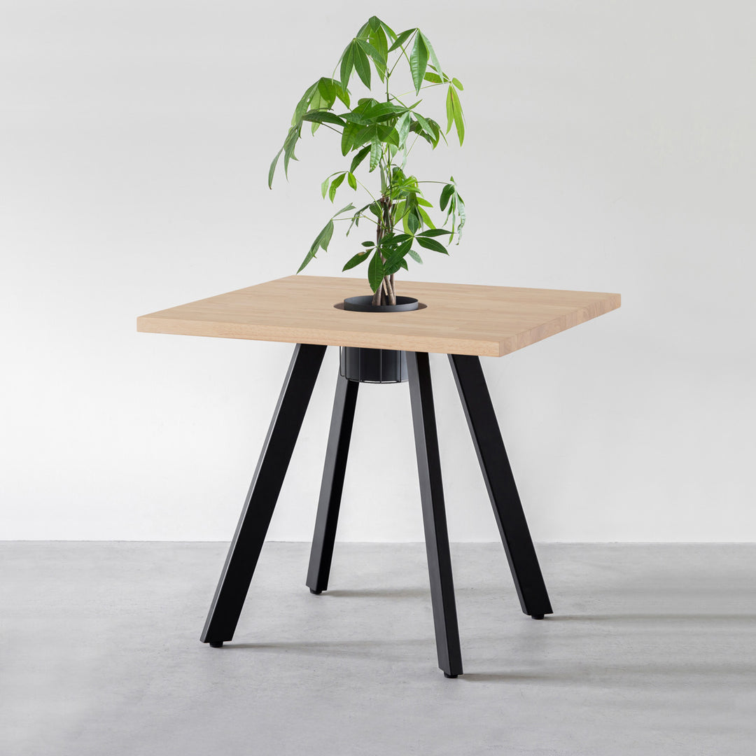 KANADEMONO ラウンドテーブル Black Steel 4pin φ80 THE CAFE TABLE / ラバーウッド Black Steel 4pin × スクエア 60