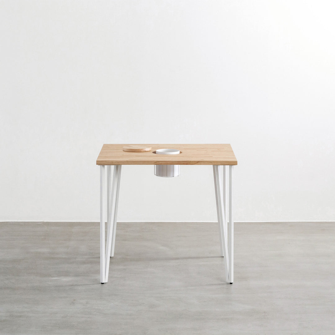 THE CAFE TABLE / ラバーウッド White Steel トライアングル Straight