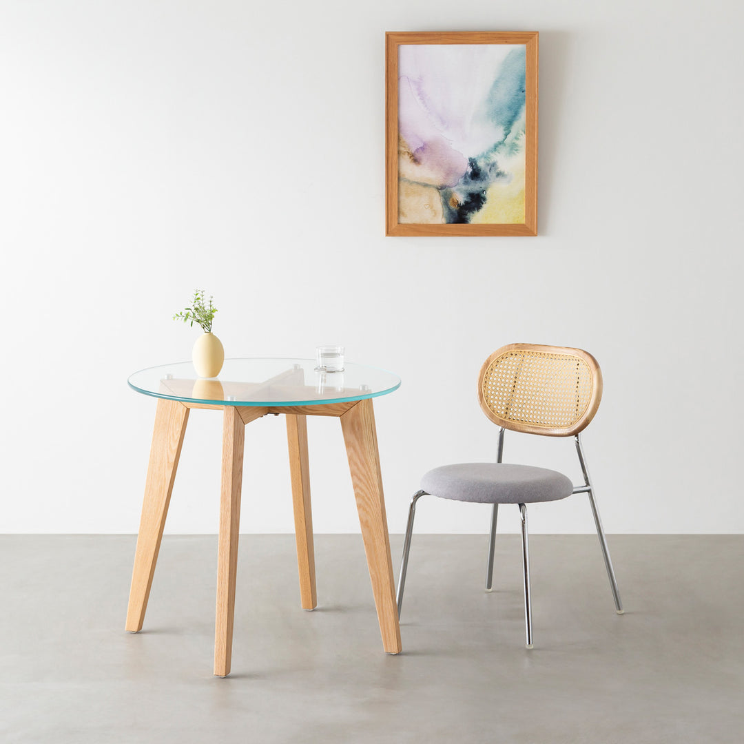 THE CAFE TABLE / ガラス × Pin 木製脚 オーク無垢材 – KANADEMONO
