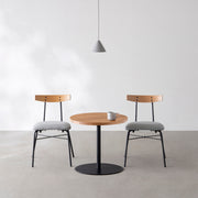 THE CAFE TABLE / 無垢 ホワイトオーク　Black Steel 1本脚 × ラウンド φ50 - 60