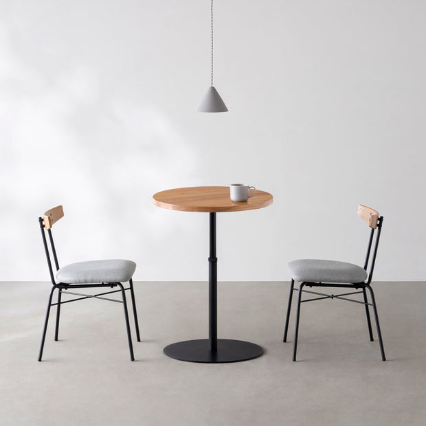 THE CAFE TABLE / 無垢 ホワイトオーク　Black Steel 1本脚 × ラウンド φ50 - 60