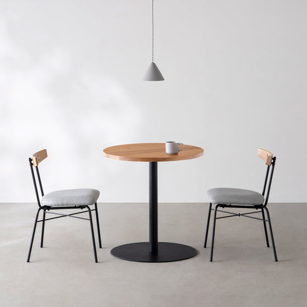 THE CAFE TABLE / 無垢 ホワイトオーク　Black Steel 1本脚 × ラウンド φ50 - 60