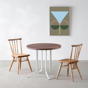 THE CAFE TABLE / 無垢 ウォルナット　White Steel 4本脚 × ラウンド φ61 - 80