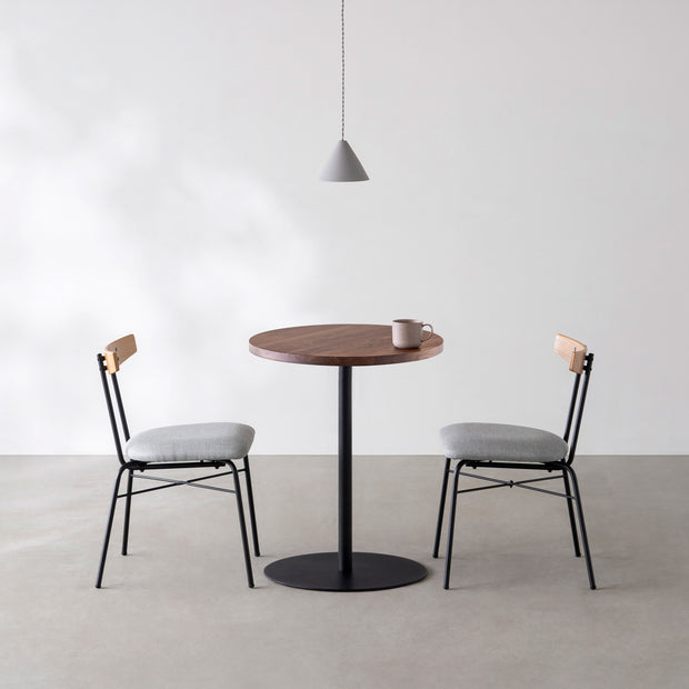 THE CAFE TABLE / 無垢 ウォルナット　Black Steel 1本脚 × ラウンド φ50 - 60