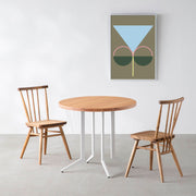 THE CAFE TABLE / 無垢 レッドオーク　White Steel 4本脚 × ラウンド φ61 - 80