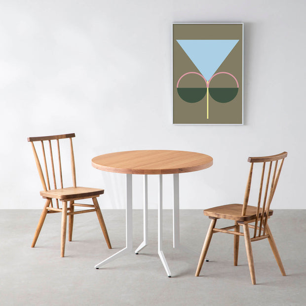 THE CAFE TABLE / 無垢 レッドオーク　White Steel 4本脚 × ラウンド φ61 - 80