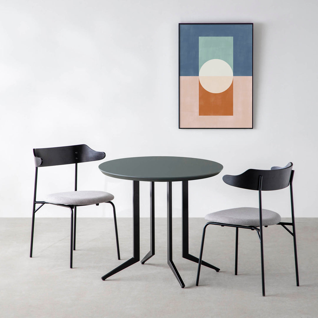 kanademon THE CAFE TABLE 直径65cm THE CAFE TABLE / ラバーウッド Black Steel 4pin × スクエア 60 - 80