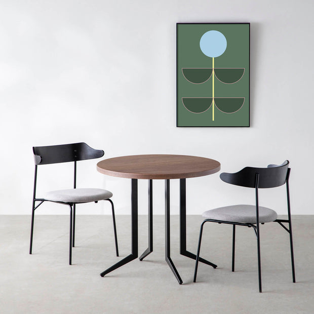 THE CAFE TABLE / ウォルナット　Black Steel 4本脚 × ラウンド φ81 - 90