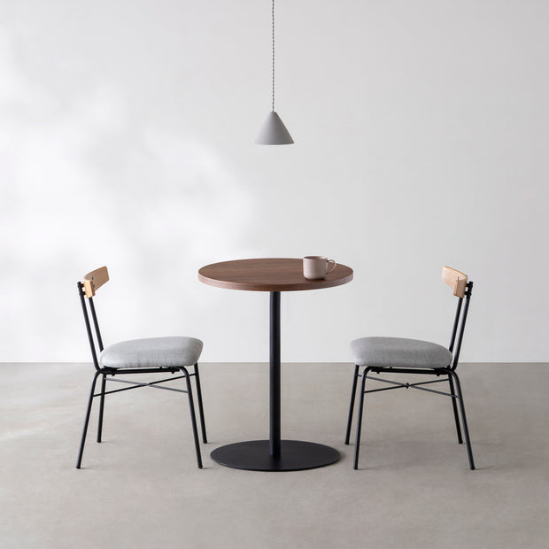 THE CAFE TABLE / ウォルナット　Black Steel 1本脚 × ラウンド φ50 - 60