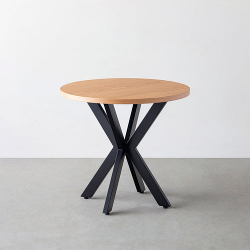 THE CAFE TABLE / ホワイトオーク Black Steel カフェX × ラウンド φ71