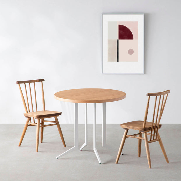 THE CAFE TABLE / ホワイトオーク　White Steel 4本脚 × ラウンド φ61 - 80