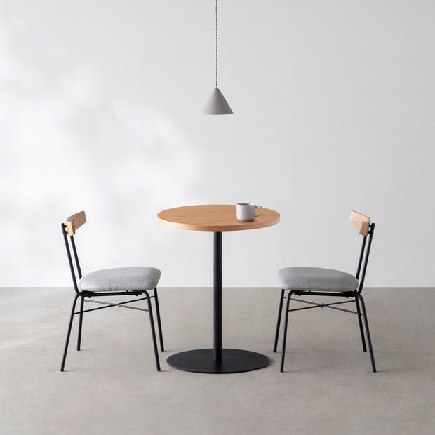THE CAFE TABLE / ホワイトオーク　Black Steel 1本脚 × ラウンド φ50 - 60