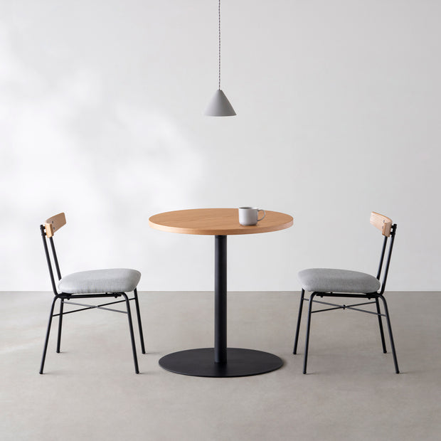 THE CAFE TABLE / ホワイトオーク　Black Steel 1本脚 × ラウンド φ61 - 70