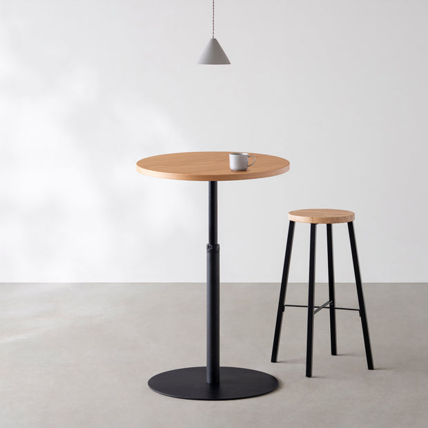 THE CAFE TABLE / ホワイトオーク　Black Steel 1本脚 × ラウンド φ61 - 70