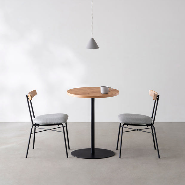 THE CAFE TABLE / くるみ　Black Steel 1本脚 × ラウンド φ50 - 60