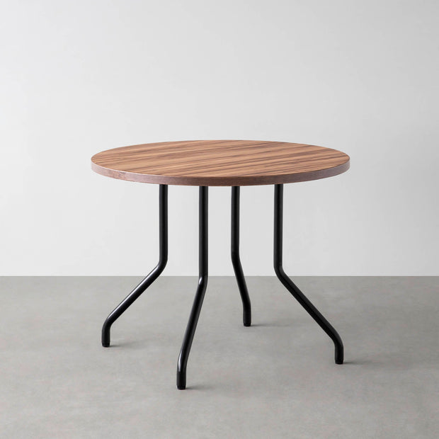 THE CAFE TABLE / サテンウォルナット　Black Steel 4本脚 × ラウンド φ81 - 90