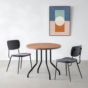 THE CAFE TABLE / サテンウォルナット　Black Steel 4本脚 × ラウンド φ61 - 80