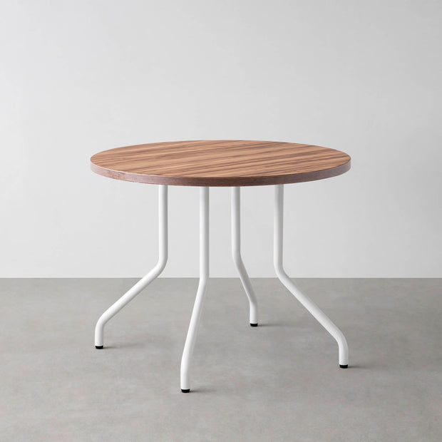 THE CAFE TABLE / サテンウォルナット　White Steel 4本脚 × ラウンド φ81 - 90