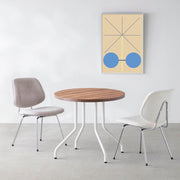 THE CAFE TABLE / サテンウォルナット　White Steel 4本脚 × ラウンド φ81 - 90