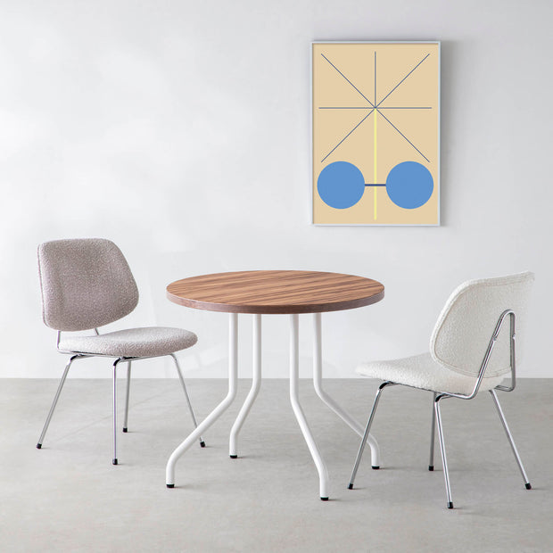 THE CAFE TABLE / サテンウォルナット　White Steel 4本脚 × ラウンド φ61 - 80