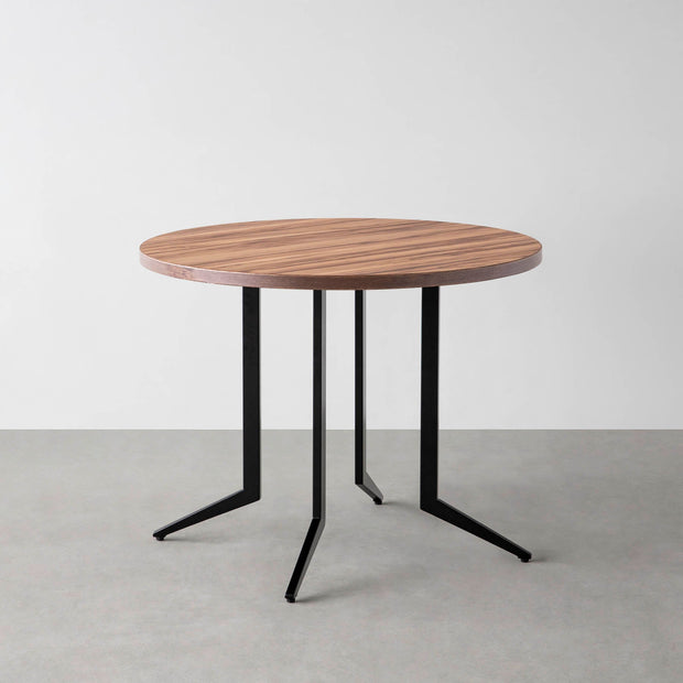 THE CAFE TABLE / サテンウォルナット　Black Steel 4本脚 × ラウンド φ81 - 90