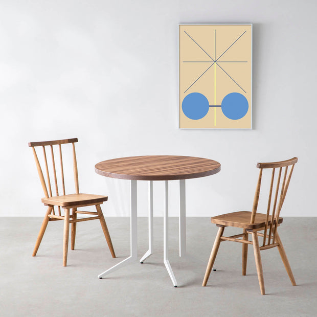 THE CAFE TABLE / サテンウォルナット　White Steel 4本脚 × ラウンド φ81 - 90