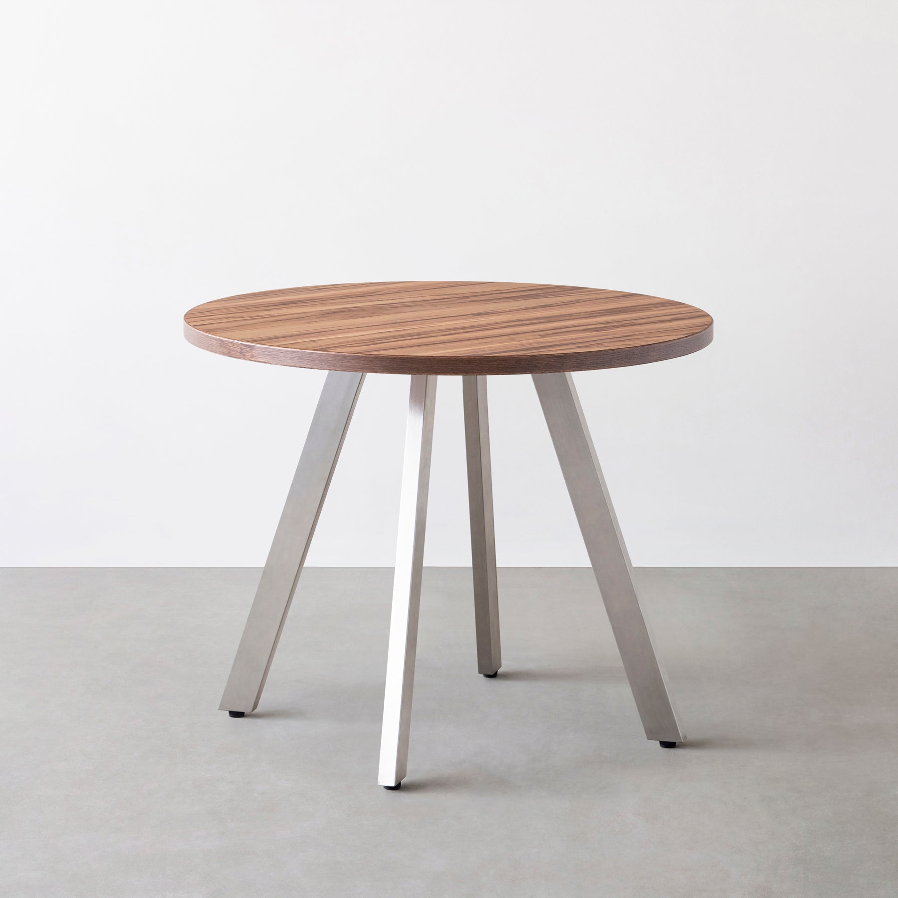 KANADEMONO カフェテーブル CTB-K49R-PIN4-SUS THE CAFE TABLE / サテンウォルナット Stainless 4本脚 × ラウンド φ81