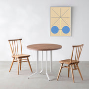 THE CAFE TABLE / ニューギニアウォルナット　White Steel 4本脚 × ラウンド φ81 - 90