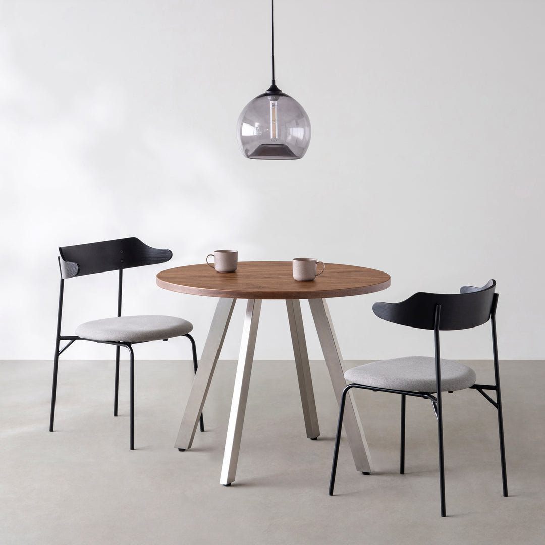 KANADEMONO カフェテーブル CTB-K49R-PIN4-SUS THE CAFE TABLE / ニューギニアウォルナット Stainless 4本脚