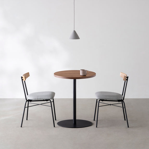 THE CAFE TABLE / ニューギニアウォルナット　Black Steel 1本脚 × ラウンド φ50 - 60