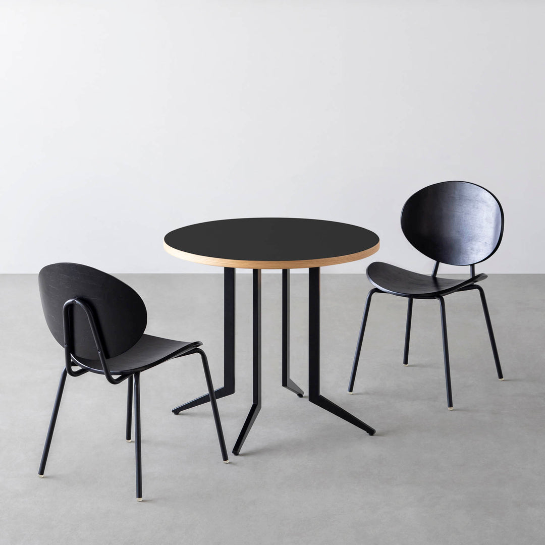 ダイニングカフェテーブル3点セット[A] リノリウム × Black Steel φ61