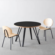 ダイニングカフェテーブル3点セット[A] リノリウム × Black Steel φ81