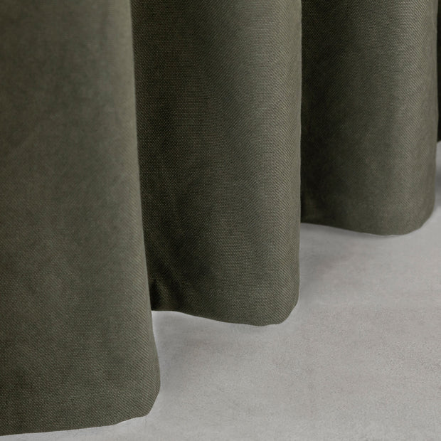 Kanademonoの綿100%使用したヴィンテージテイストに仕上げたグリーンの帆布カーテン（下部）