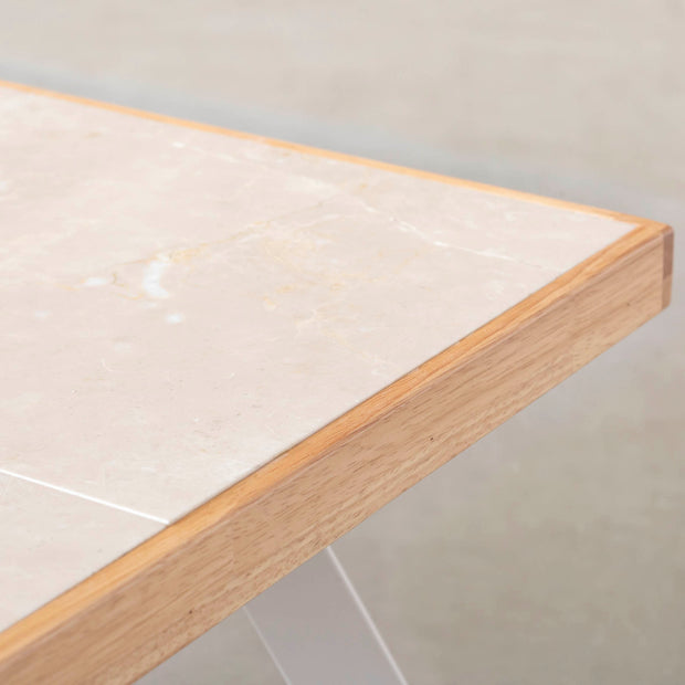 THE LOW TABLE / 大理石 ココナッツベージュ × ラバーウッド × Stainless