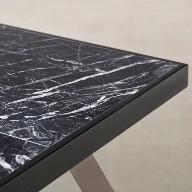 THE LOW TABLE / 大理石 黒白根 × ラバーウッド × Black Steel