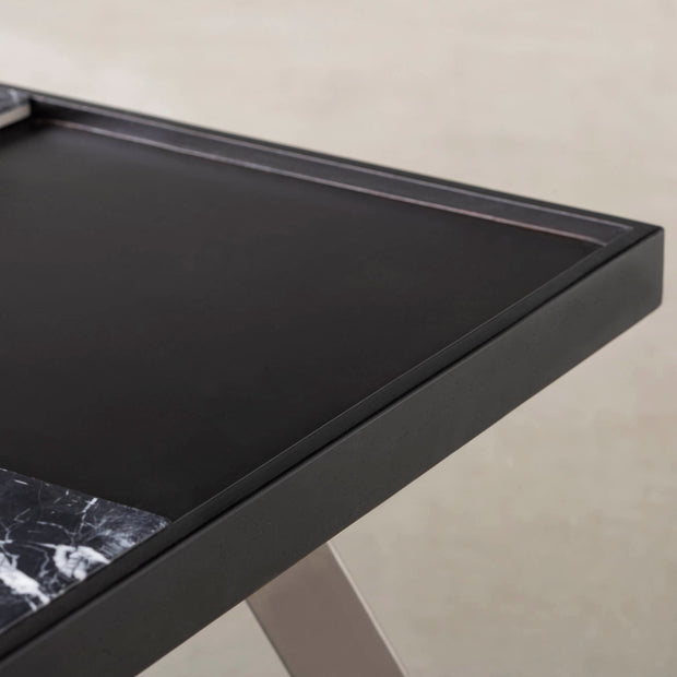 THE LOW TABLE / 大理石 黒白根 × ラバーウッド × White Steel