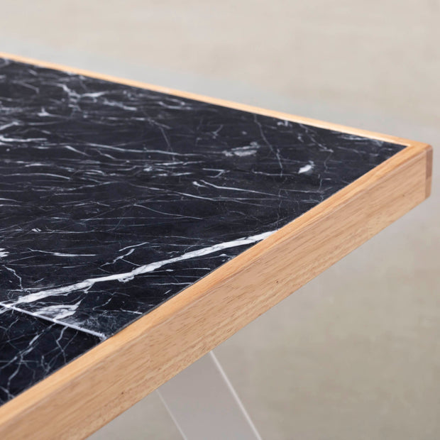 THE LOW TABLE / 大理石 黒白根 × ラバーウッド × White Steel