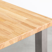 Kanademonoのラバーウッドナチュラル天板と角柱ステンレス脚５本を組み合わせたシンプルモダンな大型テーブル（天板）