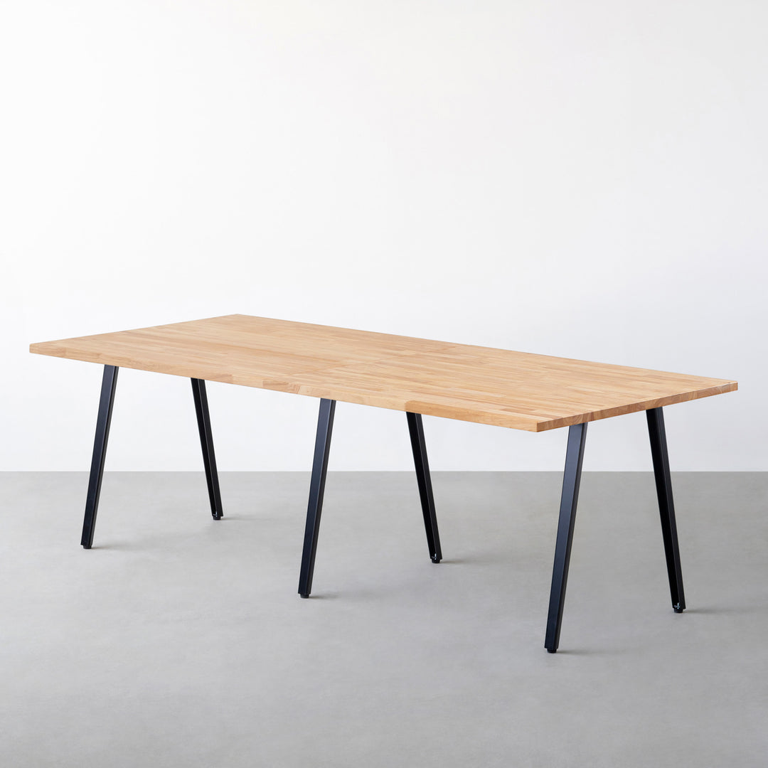 く*ろ様 THE TABLE / ラバーウッド ナチュラル × Black St THE TABLE / ラバーウッド ナチュラル × Black Steel × W181 - 300cm