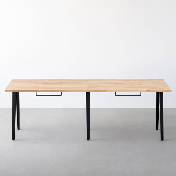 THE TABLE / ラバーウッド ナチュラル × Black Steel × W181 - 300cm　配線トレー付き