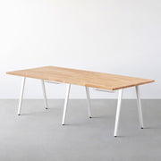 THE TABLE / ラバーウッド ナチュラル × White Steel × W181 - 300cm　配線トレー付き