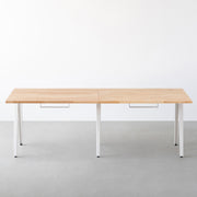 THE TABLE / ラバーウッド ナチュラル × White Steel × W181 - 300cm　配線トレー付き