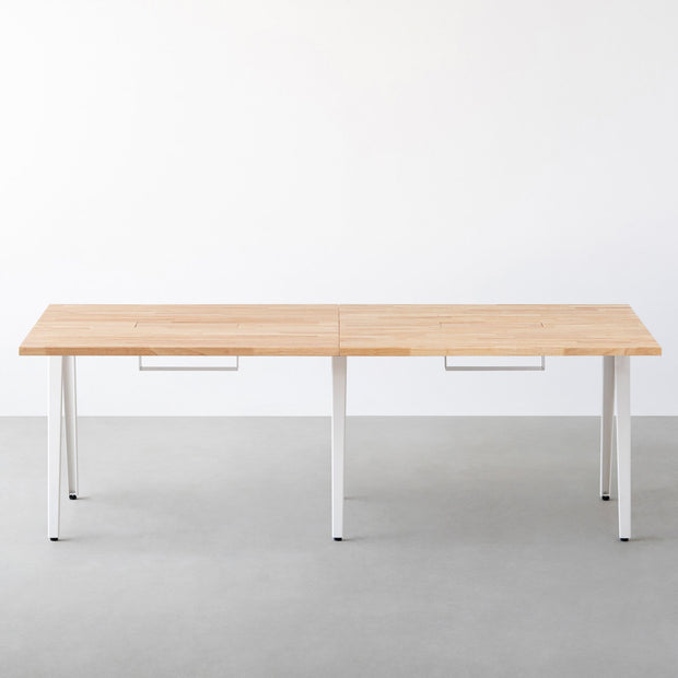 THE TABLE / ラバーウッド ナチュラル × White Steel × W181 - 300cm　配線トレー付き