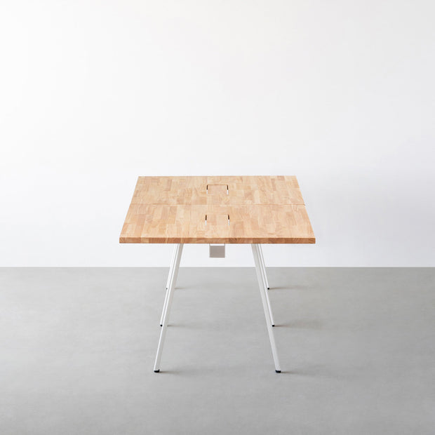 THE TABLE / ラバーウッド ナチュラル × White Steel × W181 - 300cm　配線トレー付き