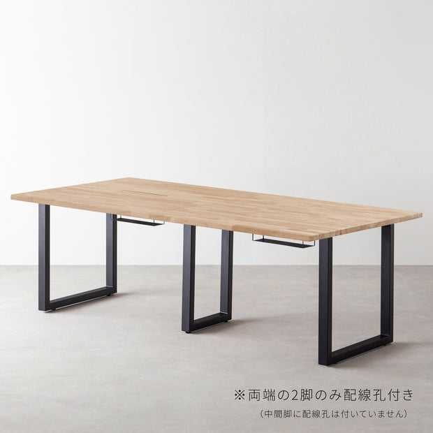 THE TABLE / ラバーウッド アッシュグレー × Black Steel × W181 - 300cm　配線トレー付き