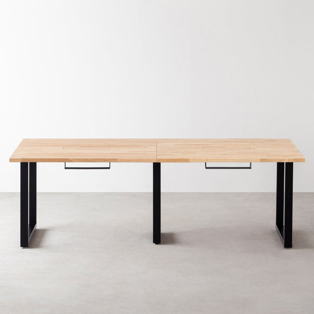 THE TABLE / ラバーウッド ナチュラル × Black Steel × W181 - 300cm　配線トレー付き